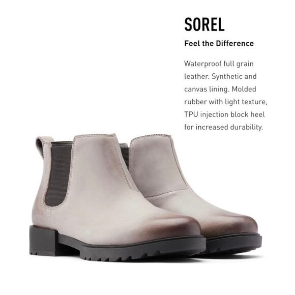 Sorel Gray Emelie II Waterproof Chelsea Boot Sz.9 NWOB - Picture 2 of 14
